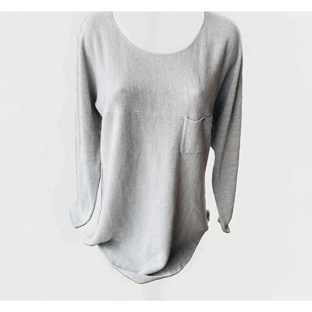 Hannah Gray Soft Ribbed Sweater Size M Long Sleeve